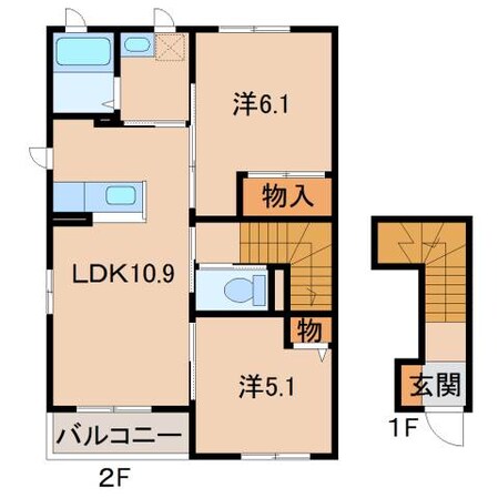 紀伊駅 バス7分  紀伊団地下車：停歩4分 2階の物件間取画像